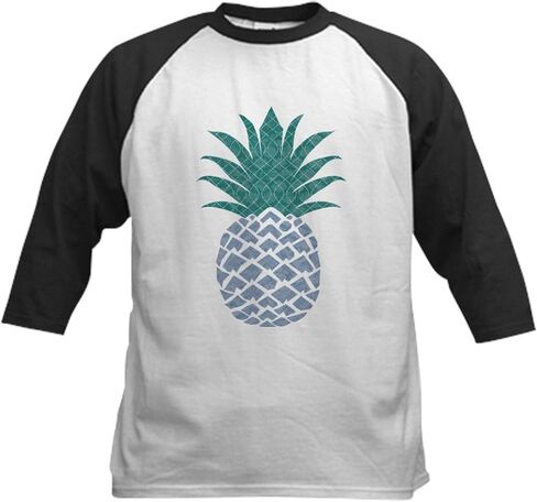CafePress Blue Gray Pineapple Cute Women Gir Baseball Jersey Kids Cotton Baseball Jersey, 3/4 Raglan Sleeve Shirt in Saudi Arabia