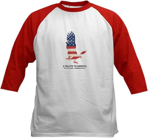 Cafepress a salute to America Eagle Flying v Baseball Jersey Kids Cotton Baseball Jersey ، 3/4 Raglan Sleeve Shirt in Saudi Arabia