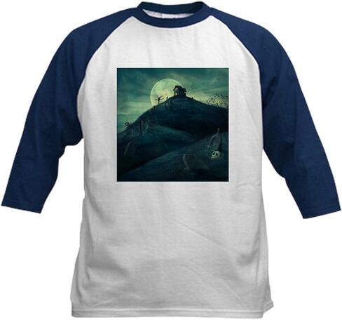 CafePress Haunted House Kids Baseball Jersey Kids Cotton Baseball Jersey, 3/4 Raglan Sleeve Shirt in Saudi Arabia