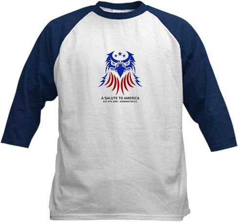 CafePress A Salute to America Eagle Cool Vin Baseball Jersey Kids Cotton Baseball Jersey, 3/4 Raglan Sleeve Shirt in Saudi Arabia