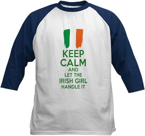 CafePress Funny Keep Calm Quote Irish Women Baseball Jersey Kids Cotton Baseball Jersey, 3/4 Raglan Sleeve Shirt in Saudi Arabia