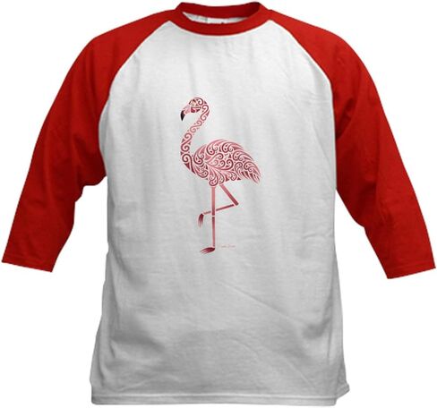 CafePress Funky Tribal Flamingo Baseball Jersey Kids Cotton Baseball Jersey, 3/4 Raglan Sleeve Shirt in Saudi Arabia