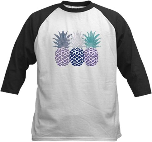Cafepress 3 أناناس لطيف النساء الفتيات للبيسبول جيرسي القطن القطن بيسبول القميص ، 3/4 قميص الأكمام راجلان in Saudi Arabia