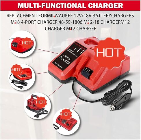 URUN Replacement for Milwaukee Electric Tools Corp 48-59-1810 Vehicle Charger Compatible for Milwaukee 18V Lithium Batteries 48-11-1815, 48-11-1820, 48-11-1822 in Saudi Arabia