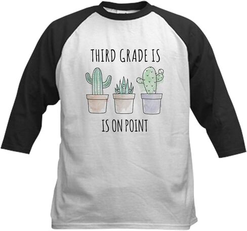 Cafepress الصف الثالث على نقطة مضحكة Budge Baseball Jersey Kids Cotton Baseball Jersey ، 3/4 Raglan Sleeve Shirt in Saudi Arabia
