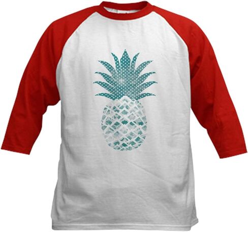 CafePress Light Turquoise Pineapple Cute WOM Baseball Jersey Kids Cotton Baseball Jersey, 3/4 Raglan Sleeve Shirt in Saudi Arabia