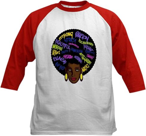 CafePress African Woman Black History Month Baseball Jersey Kids Cotton Baseball Jersey, 3/4 Raglan Sleeve Shirt in Saudi Arabia