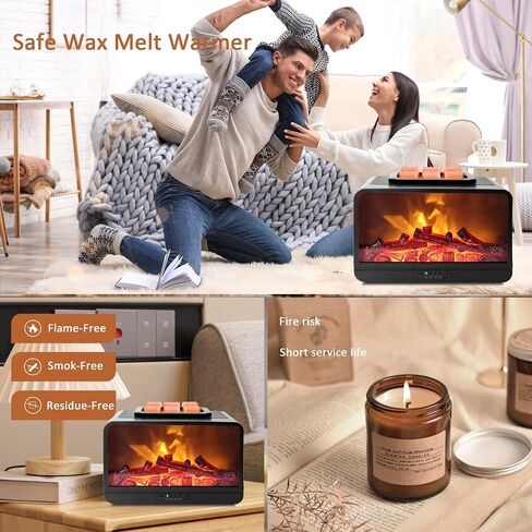 Wax Melt Warmer for Scented Wax - 3D Dynamic Flame Fireplace Electric Wax Warmer, Wax Melter with 4 Timer,PTC Heating Wax Warmer for Home Decor Women Mom Gift in Saudi Arabia