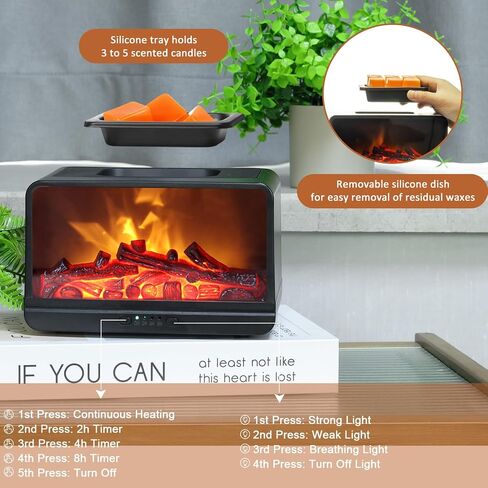 Wax Melt Warmer for Scented Wax - 3D Dynamic Flame Fireplace Electric Wax Warmer, Wax Melter with 4 Timer,PTC Heating Wax Warmer for Home Decor Women Mom Gift in Saudi Arabia