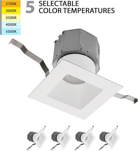 WAC Lighting, Pop-in 4in LED Square New Construction Recessed Kit 3000K in 5-CCT Selectable 2700K-3000K-3500K-4000K-5000K in Kuwait