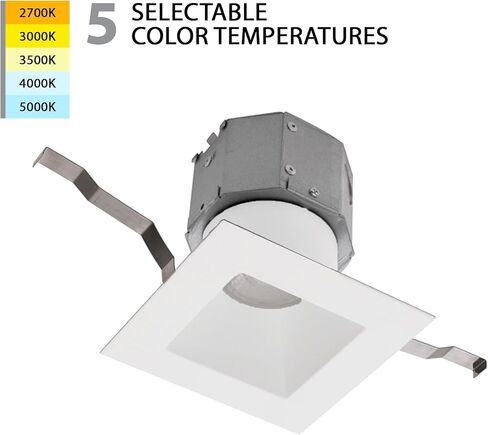 WAC Lighting, Pop-in 4in LED Square New Construction Recessed Kit 3000K in 5-CCT Selectable 2700K-3000K-3500K-4000K-5000K in Kuwait