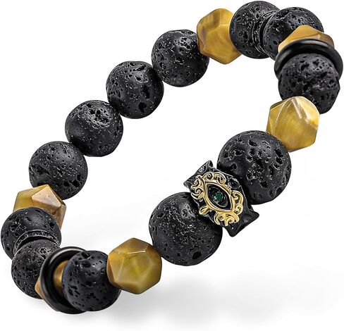GUXI-Blazing Eye Rare Tiger Eye Bracelet Men Natural Lava Rock Bracelets for Men Handmade Personalized Diffuser Bead Bracelet Unique Gifts in Saudi Arabia