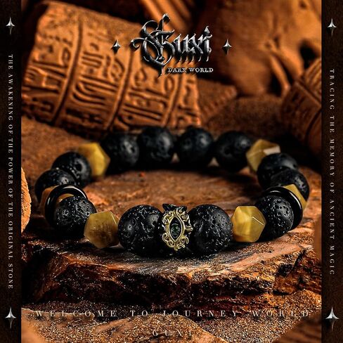 GUXI-Blazing Eye Rare Tiger Eye Bracelet Men Natural Lava Rock Bracelets for Men Handmade Personalized Diffuser Bead Bracelet Unique Gifts in Saudi Arabia