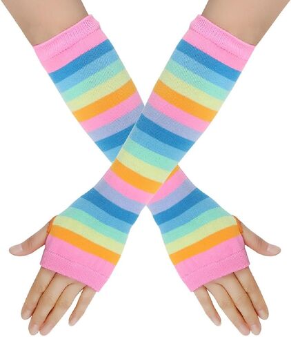 Fingerless Gloves For Women Striped Am Warmers Adult Hand Warmer Glove in Saudi Arabia