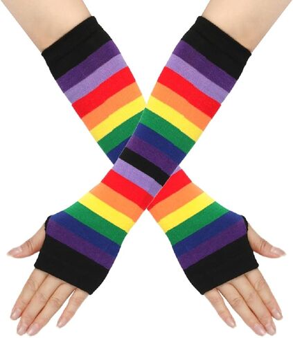 Fingerless Gloves For Women Striped Am Warmers Adult Hand Warmer Glove in Saudi Arabia
