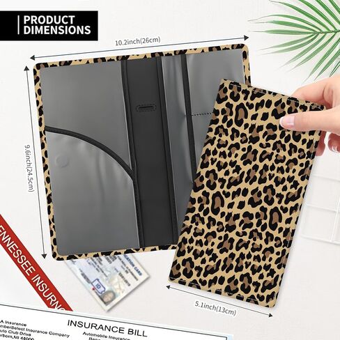 Leather Car Registration and Insurance Card Holder, Cute Car Accessories Vehicle Glove Box Car Organizer for Documents, Cards, License Black White Checkerboard in Kuwait