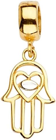JOLLEWRYWEB 14K صفراء الذهب Hamsa سحر لخلط ومطابقة سوار 9x21mm-Charm براغم in Saudi Arabia