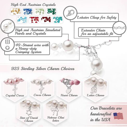 Custom Birthstone Bracelet for Kids, Initial Bracelets for Girls, 925 Sterling Silver Personalized Gifts for women, Crystal jewelry, Newborn Baby Girl, infant, Toddler, Teen, Mother, Birthday Gift in Saudi Arabia