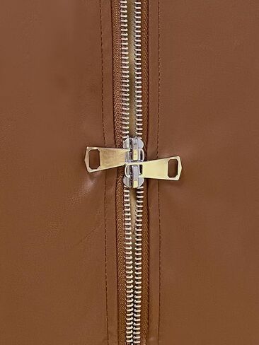Women's Faux Leather Pencil Skirt, High Waist Midi Length with Double Zipper in Saudi Arabia