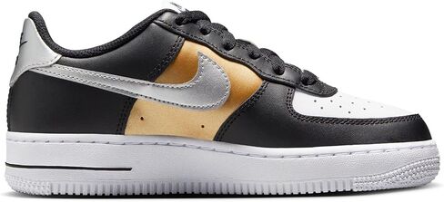 Nike Air Force 1 أحذية كيد GS منخفضة GS ، الذهب الأبيض/الأبيض/المعدني/الفضة المعدنية ، الحجم 5.5 in Saudi Arabia