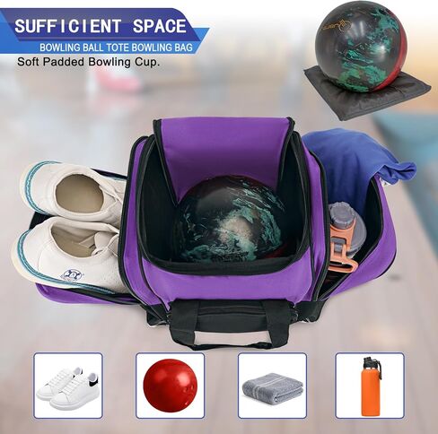 حقيبة كرة البولينج لكرة واحدة، حقيبة بولينج 2022 لحمل كرة البولينج مع حامل مبطن - تناسب الأحذية حتى مقاس الرجال 14 وإكسسوارات البولينج in Kuwait