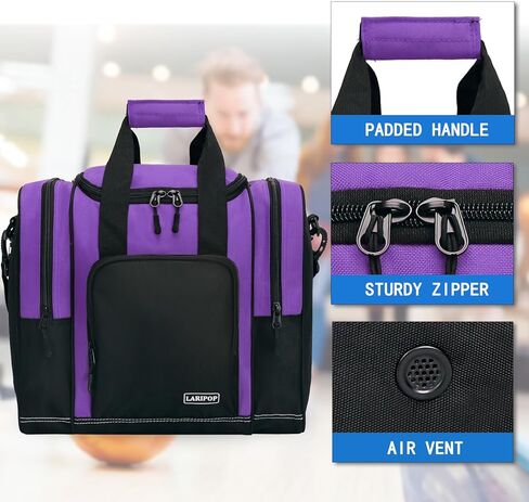 حقيبة كرة البولينج لكرة واحدة، حقيبة بولينج 2022 لحمل كرة البولينج مع حامل مبطن - تناسب الأحذية حتى مقاس الرجال 14 وإكسسوارات البولينج in Kuwait