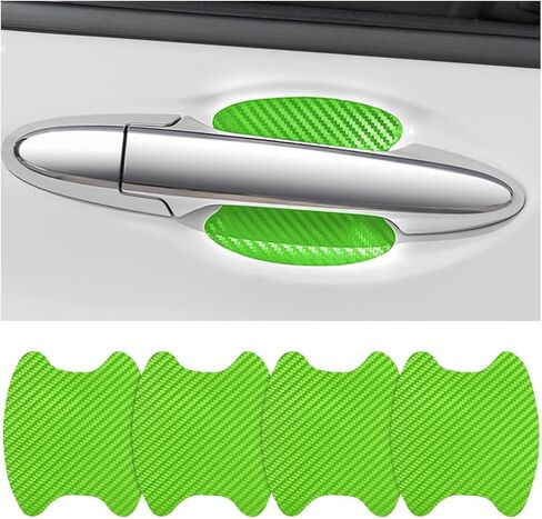 4PCS Car Door Handle Protector, Carbon Fiber Anti-Scratches Vehicle Door Handle Cup Sticker, Non-Marking Auto Handle Bowl Protective Film & Paint Guard, Universal for SUV, Sedan, Truck (Black) in Kuwait