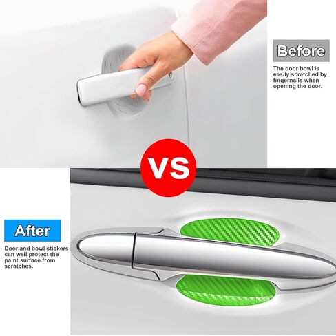 4PCS Car Door Handle Protector, Carbon Fiber Anti-Scratches Vehicle Door Handle Cup Sticker, Non-Marking Auto Handle Bowl Protective Film & Paint Guard, Universal for SUV, Sedan, Truck (Black) in Kuwait