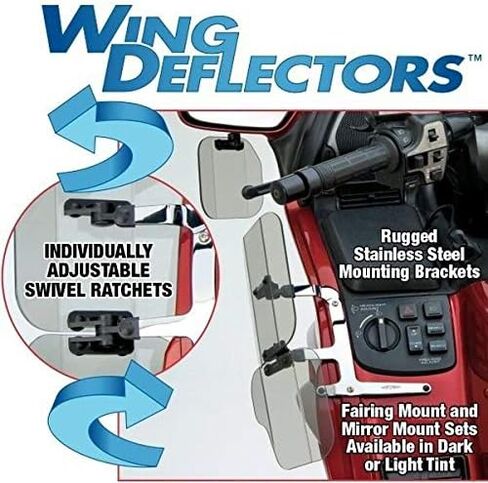National Cycle Mirror Mount 2-Piece Dark Tint Wing Deflectors for Honda 2001-20 - One Size in Saudi Arabia