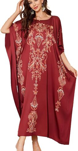 Caftan Dresses for Women Satin Plus Size Kaftan Maxi Gown Cover Up Beach Swimsuit Coverup Long House Dress in Kuwait