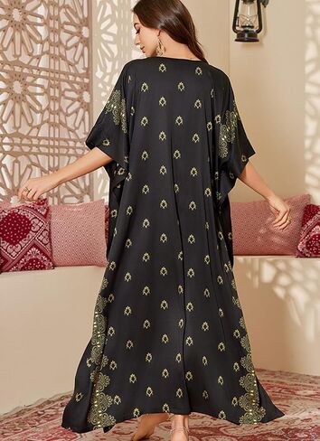 Caftan Dresses for Women Satin Plus Size Kaftan Maxi Gown Cover Up Beach Swimsuit Coverup Long House Dress in Kuwait