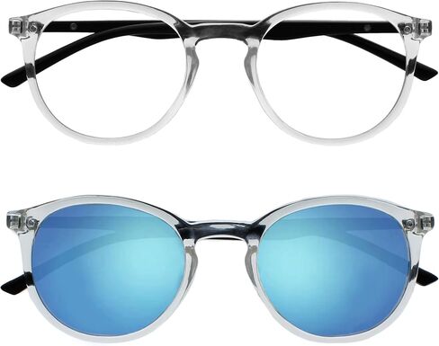 OPULIZE Met 2 Pack Large Mens Womens Grey Clear Black Arms Reading Sunglasses Reading Glasses UV400 SS60-7C in Saudi Arabia