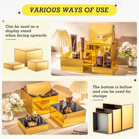 Suzile 9 Pcs Acrylic Buffet Risers Display Box Cube Display Riser 5 Sided Food Riser Table Stand for Display with Hollow Bottoms for Party, 8 x 8 x 6 Inch, 7 x 7 x 4 Inch, 6 x 6 x 2 Inch (Silver) in Saudi Arabia