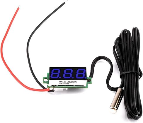 DC 12V 24V Mini Digital LED Thermometer for Car Temperature Monitor Panel Meter Measuring Range -50-125C with Temperature Probe(Blue) in Saudi Arabia