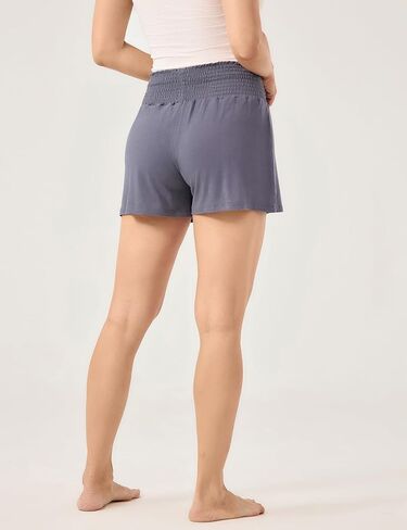 Bamboo Viscose Micro Shorts for Women, Soft Lightweight Pajama Shorts, Smocked High Waist Mini Lounge Pants in Saudi Arabia