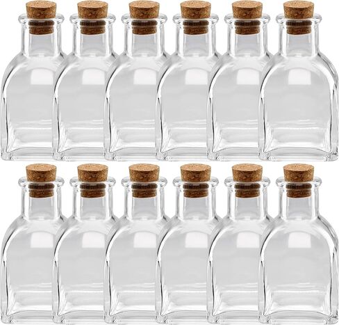 Ashland Glass Mini Bottle Decorative Jar 4 "Bulk 12 Pack | with Cork ، لحفلات الزفاف والحفلات والمنزل DAK © COR ، الفنون والحرف اليدوية in Kuwait