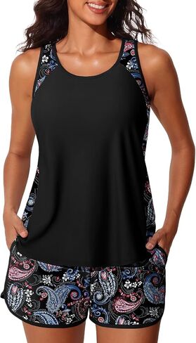 Summer Mae Blouson Tankini Swimsuits for Women 2025 بطن التحكم بدلات الاستحمام بقطعة مع جيوب رياضية للسباحة in Saudi Arabia