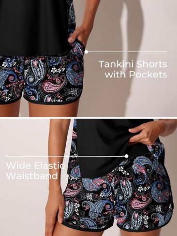 Summer Mae Blouson Tankini Swimsuits for Women 2025 بطن التحكم بدلات الاستحمام بقطعة مع جيوب رياضية للسباحة in Saudi Arabia