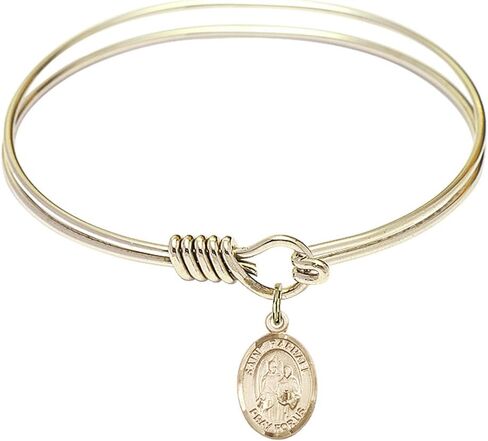 Round Eye Hook Bangle Bracelet w/St. Raphael The Archangel in Gold-Filled in Saudi Arabia