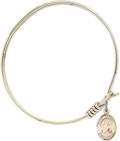 Round Eye Hook Bangle Bracelet w/St. Raphael The Archangel in Gold-Filled in Saudi Arabia