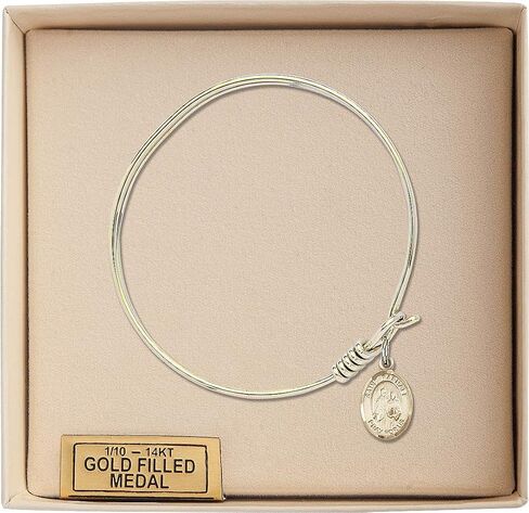 Round Eye Hook Bangle Bracelet w/St. Raphael The Archangel in Gold-Filled in Saudi Arabia