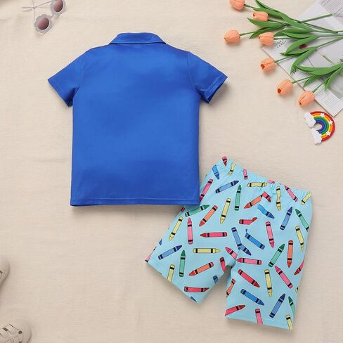 Fymnsi Kids Boys يعودون إلى ملابس المدرسة القصيرة القصيرة القميص القميص و shorts من خشب القماش القطني 2pcs الصيف الملابس غير الرسمية in Saudi Arabia