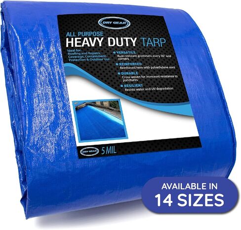 Tarps Blue All Purpose Waterproof 8x10 (Pack of 3) - All Purpose 5 MIL Tarp - High Durability Pack of 3 8x10 Tarps - Construction, Rain Shelter, Outdoor Cover and Camping Use by Dry Gear in Saudi Arabia