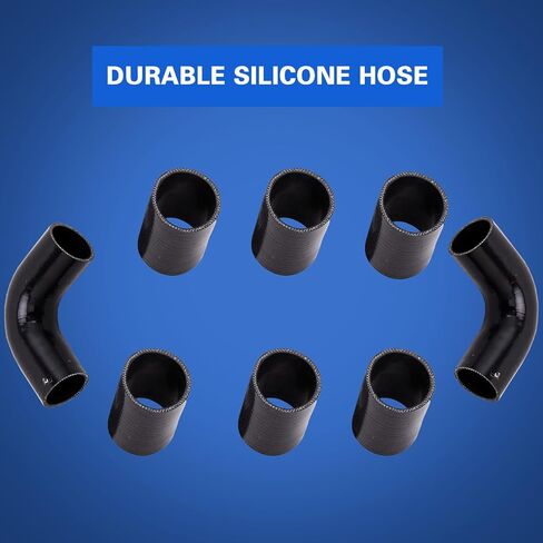Sunroad 3in 3 '' 8pcs turbo interbooler tube boot boot المصقول أنبوب هواء 600 مم مع خرطوم سيليكون 2pcs و 16pcs 3 " in Kuwait