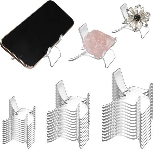 72pcs عرض شاشة الصخور ، 3 أحجام أكريليك صافية حامل الكريستال Mini easel يقف لعرض الحجارة الجيوود الجيوديس المعدنية العقيق الحجر الأحجار الكروية والمقتنيات الصغيرة in Saudi Arabia