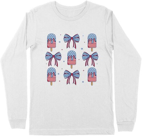 Ice Cream and Bows Fourth of July Kids Long Sleeve T-Shirt Youth in Kuwait