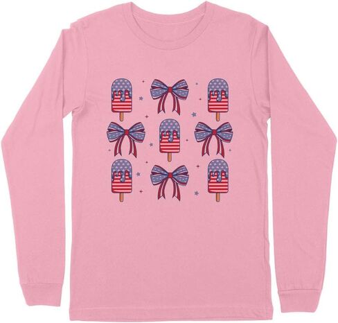 Ice Cream and Bows Fourth of July Kids Long Sleeve T-Shirt Youth in Kuwait