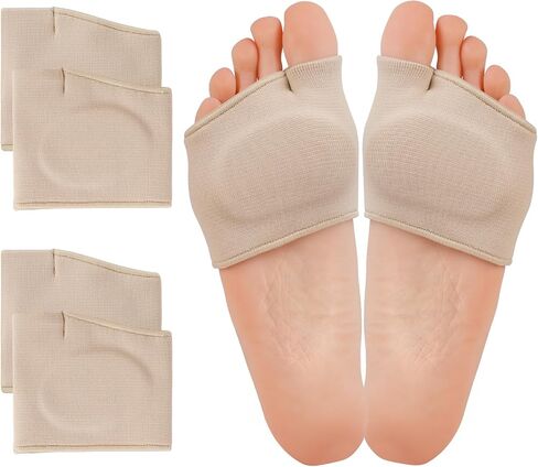 Metatarsal Pads with Gel Pad for Men and Women, Metatarsal Sleeves, Ball of Foot Cushion for Feet Pain Relief, Metatarsalgia, Mortons Neuroma, Sesamoiditis, Metatarsalgia Insoles, 2 Pairs, Beige, L in Kuwait
