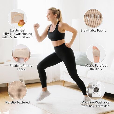 Metatarsal Pads with Gel Pad for Men and Women, Metatarsal Sleeves, Ball of Foot Cushion for Feet Pain Relief, Metatarsalgia, Mortons Neuroma, Sesamoiditis, Metatarsalgia Insoles, 2 Pairs, Beige, L in Kuwait
