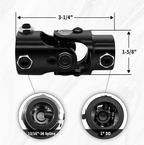 13/16 "-36 spline x1" DD Black Steering Universal Coint Single u sneft ، الطول الإجمالي: 83 مم (3-1/4 ") in Kuwait
